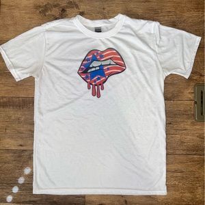 Red, White, Blue Lips T-shirt